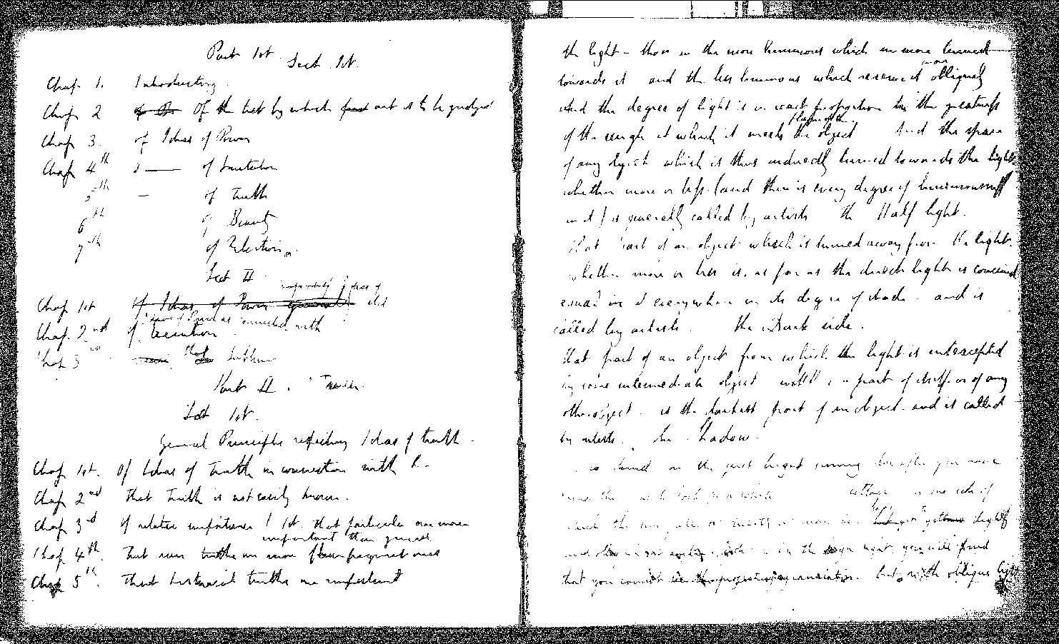 MSS of 'Modern Painters' I MA393 folio1v-2r