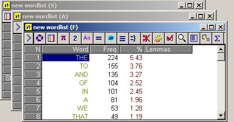 One window of a wordlist