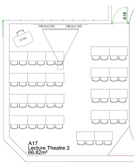 Floor plan of Fylde Lecture Theatre 2