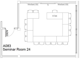 Floor plan of Bowland North Seminar Room 24