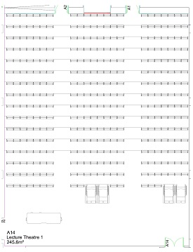 Floor plan of George Fox Lecture Theatre 1