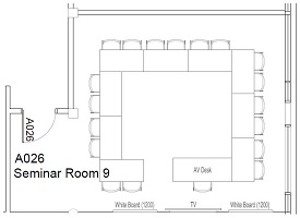 Floor plan of Bowland North Seminar Room 9