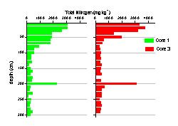 Total nitrogen concentration variation with depth