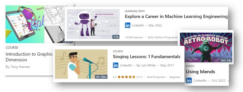 A screenshot of LinkedIn Learning content types