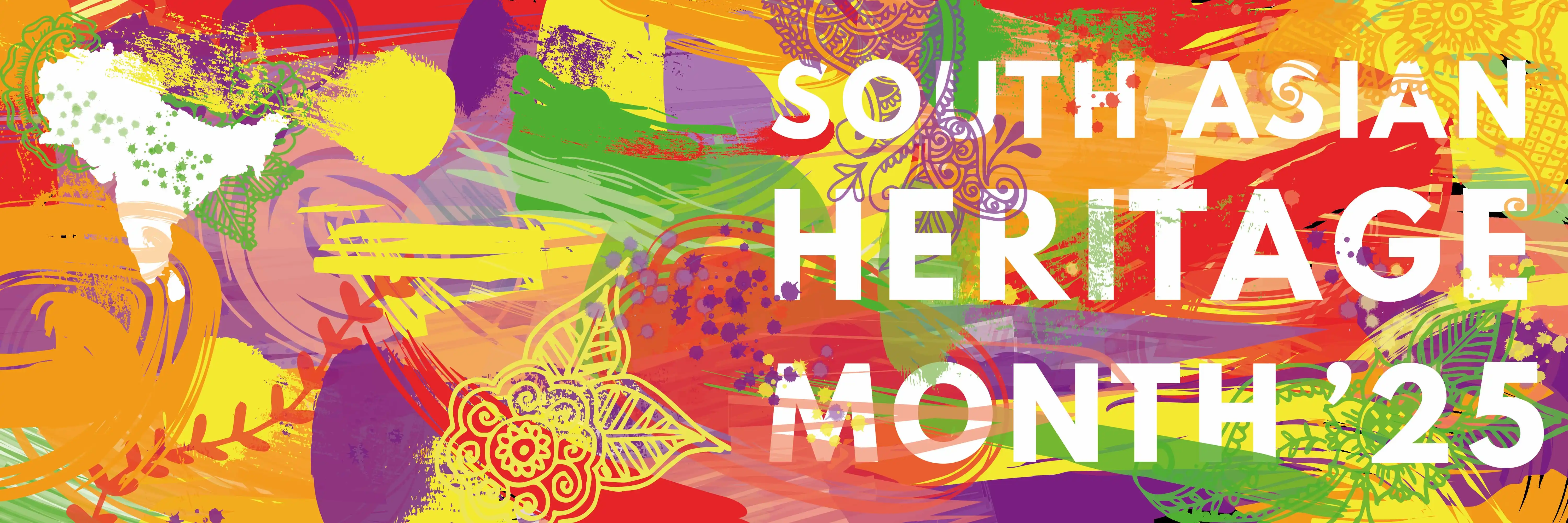 Colourful banner with the words South Asian Heritage Month