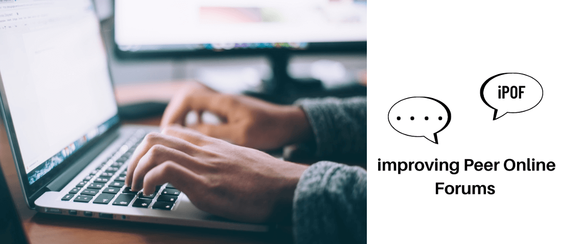 Improving Peer Online Forums, someone typing on a laptop.