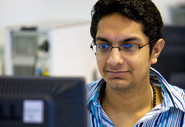 Member of staff using computer