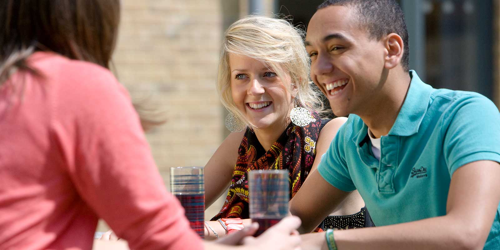 Students socialising outside the accommodation