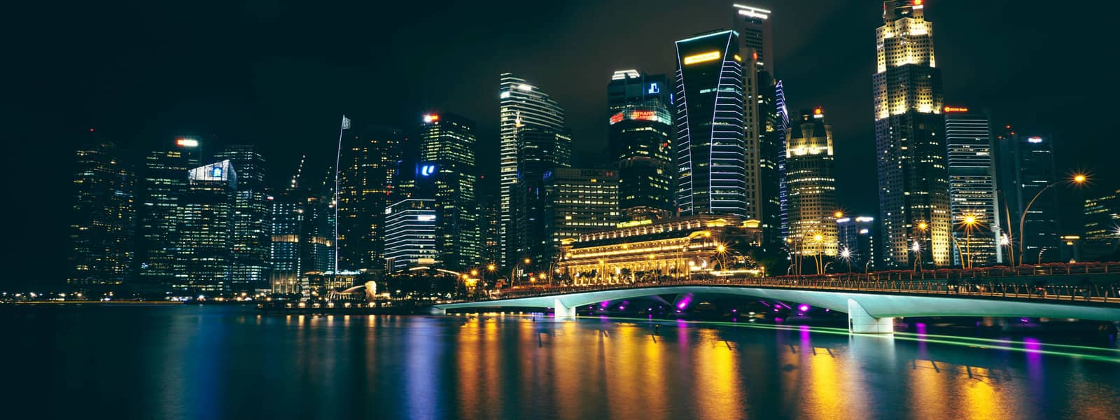 Singapore city skyline at night