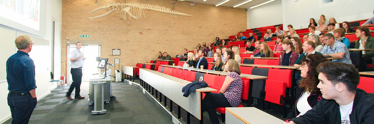 a talk in the biology lecture theatre