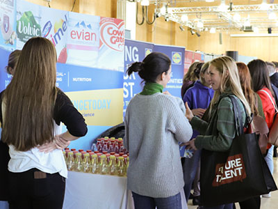 Students and employers talking at a Careers event
