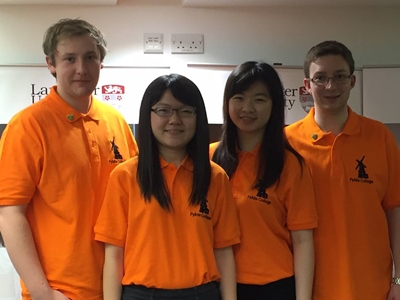 Sustainability challenge team, wearing orange Fylde T-shirts.