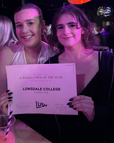 JCR at Award Evening after winning JCR Exec of the Year