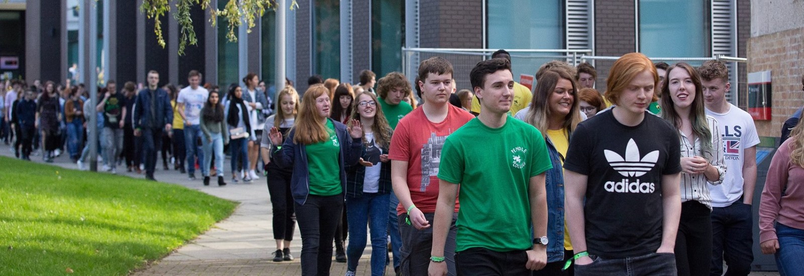 Students walking through Lancaster University