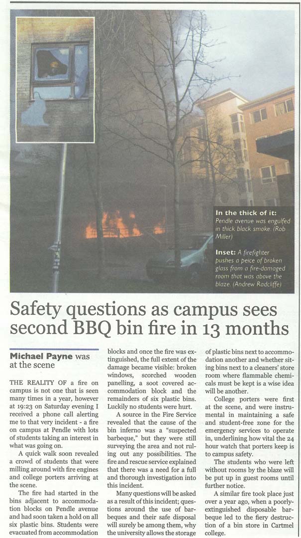 SCAN article: Pendle fire