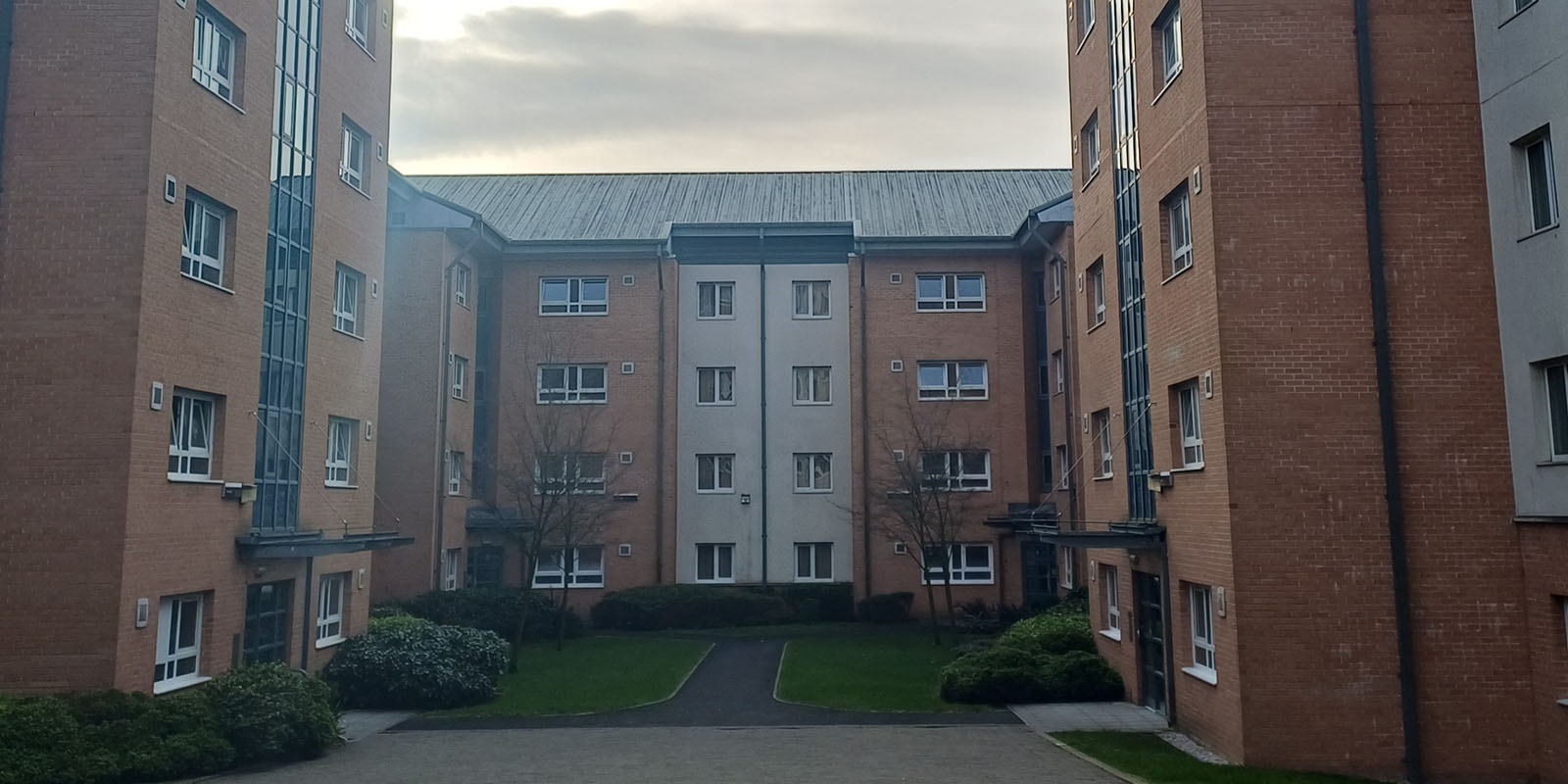 Image of the exterior of on-campus student accommodation at Lancaster University
