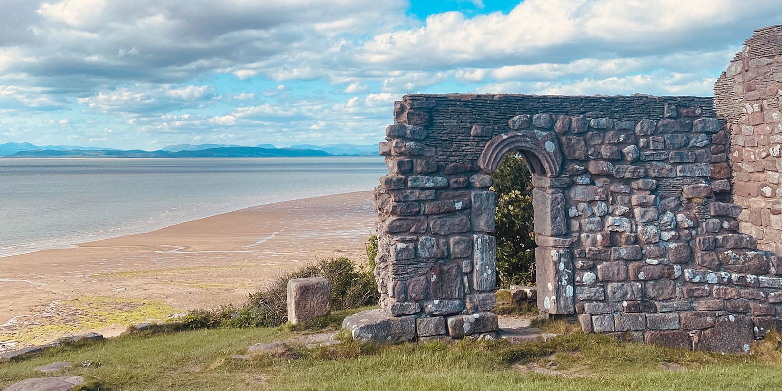 St Patrick's Chapel situated on a sandstone headland overlooking Morecambe Bay.