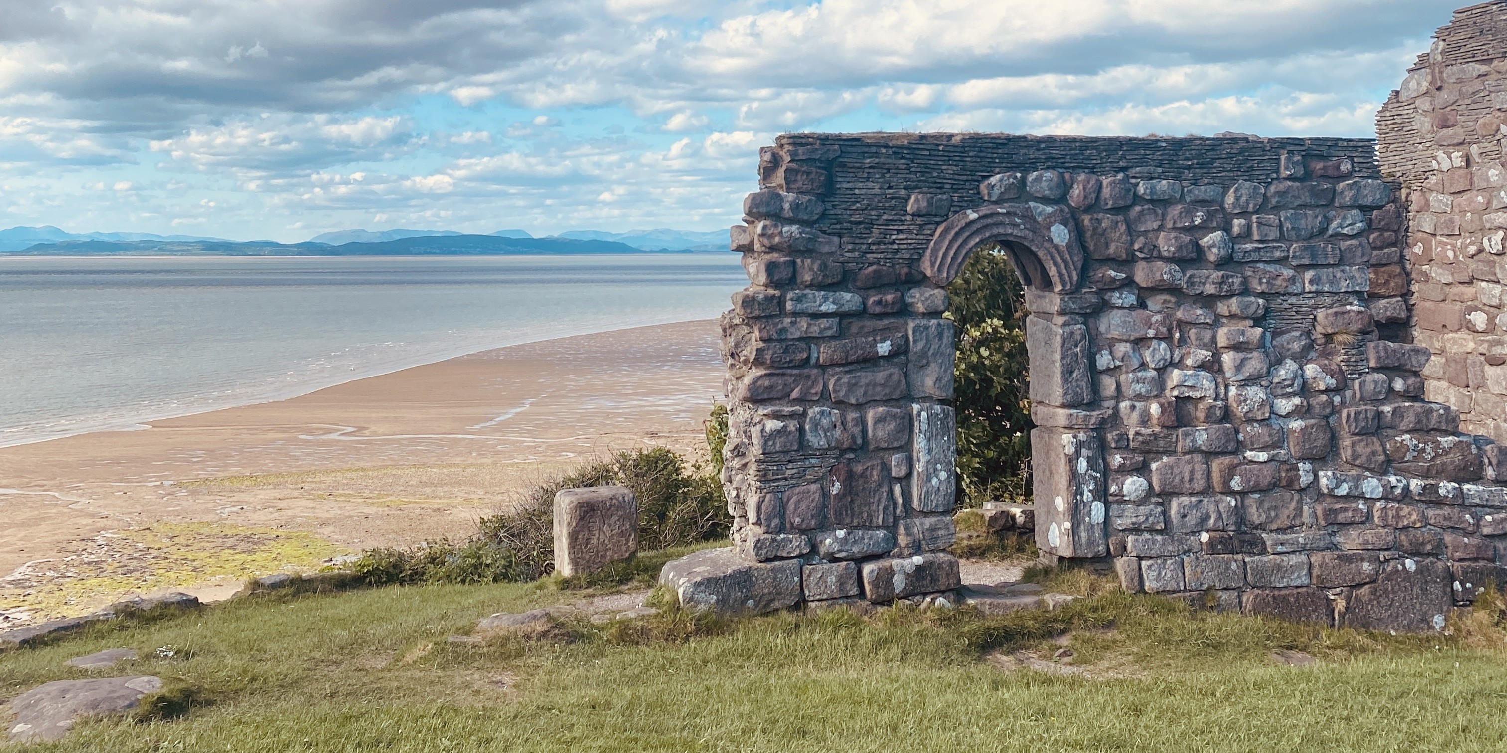 St Patrick's Chapel situated on a sandstone headland overlooking Morecambe Bay.