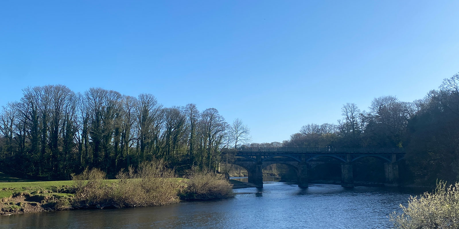 River Lune with the blue sky. 