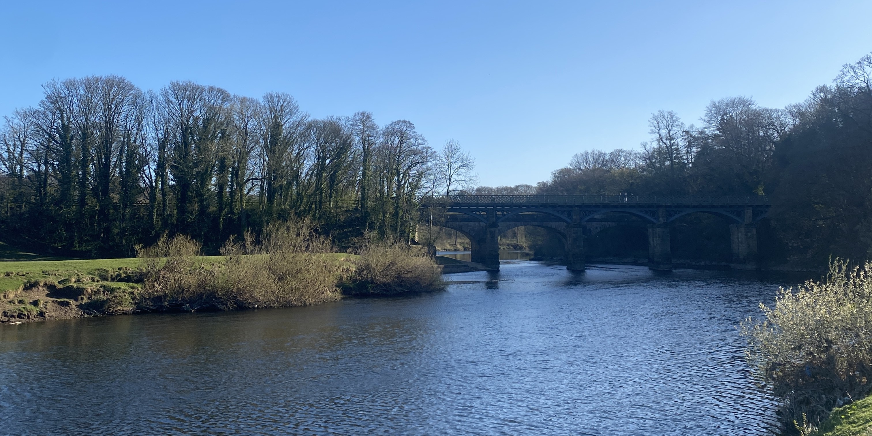 River Lune with the blue sky. 