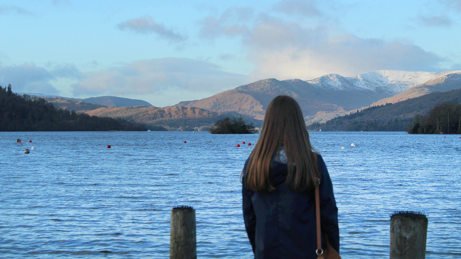 Catherine looks out at Windermere in winter