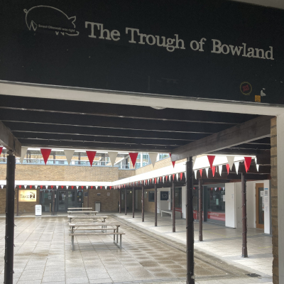 Bowland bar outside area in the rain