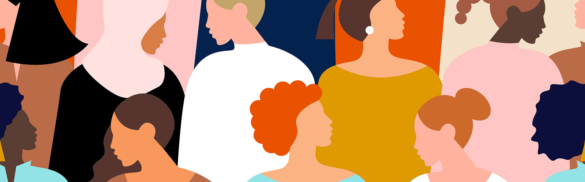 A tiled image of different minimalist cartoon heads