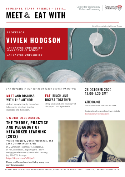Event poster for Meet & Eat event with Professor Vivien Hodgson