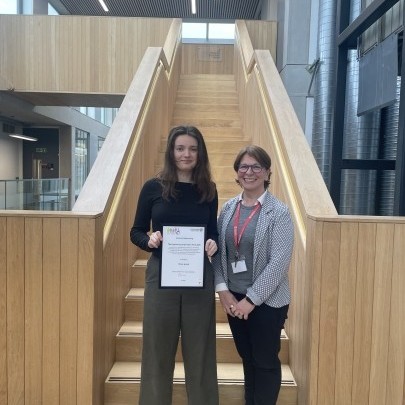 Olivia Speed holding the Engineering Inspiration Prize