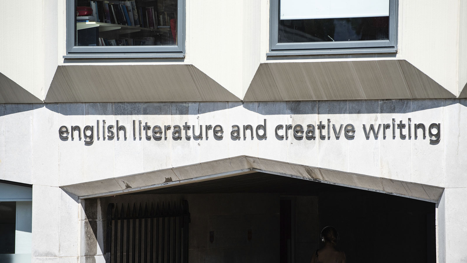 The English Literature and Creative Writing building with the sign on the wall.