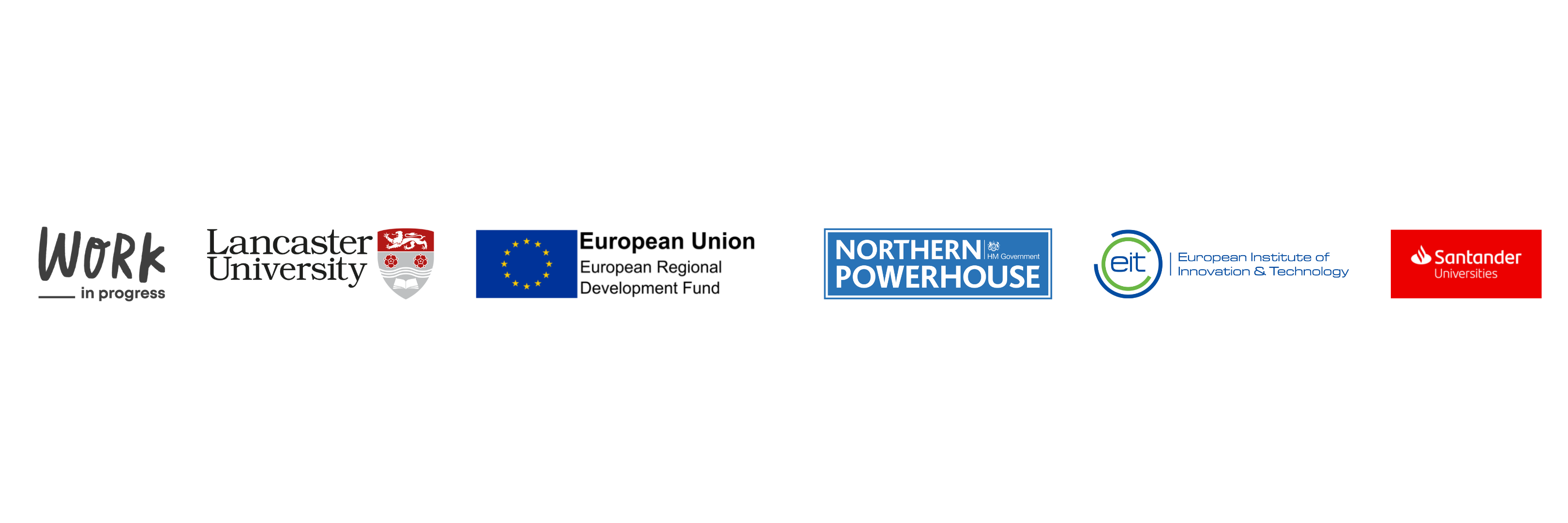 5 logos - Work in Progress, Lancaster University, ERDF, Santander Universities, Northern Powerhouse