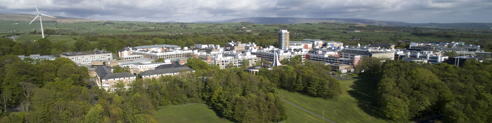 Aerial view of Lancaster University