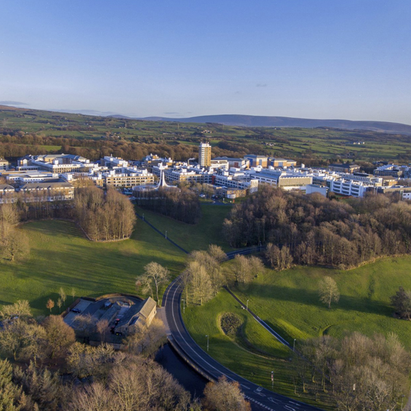 aerial image of campus from the South