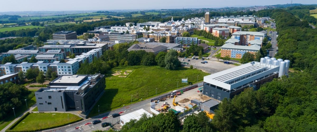 Aerial image of the Lancaster campus