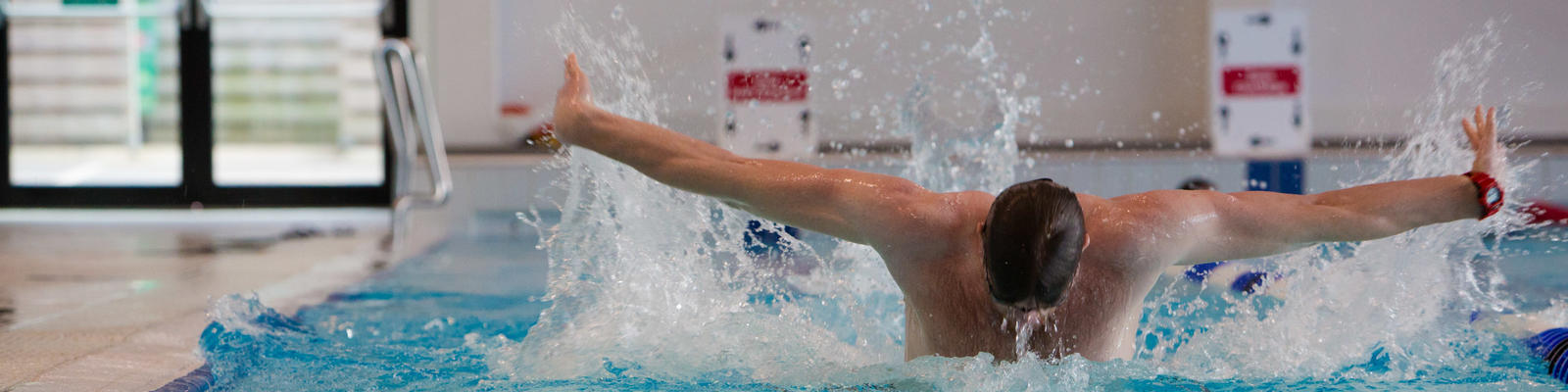 Male swimmer using the pool