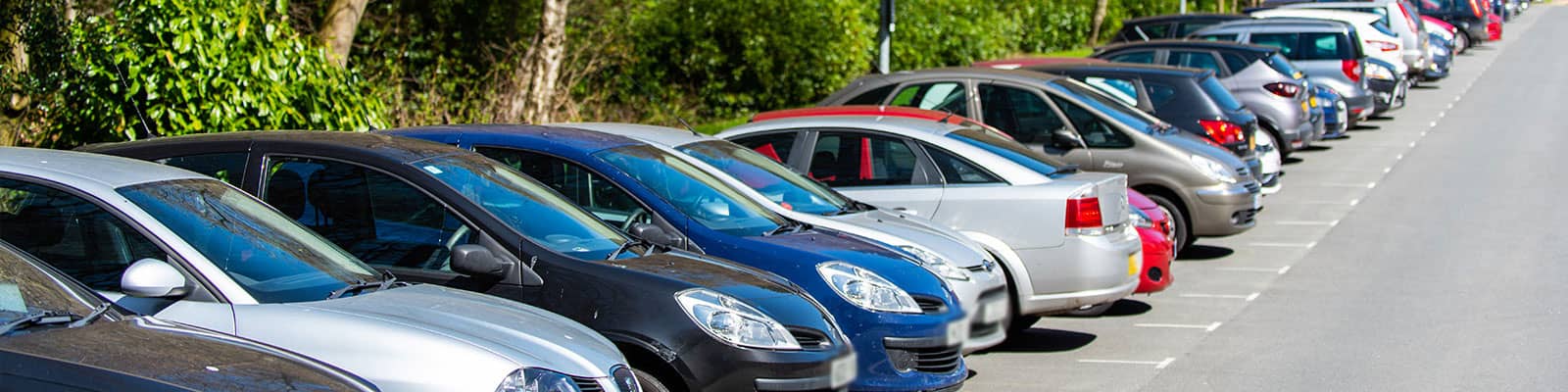 Parked cars on campus