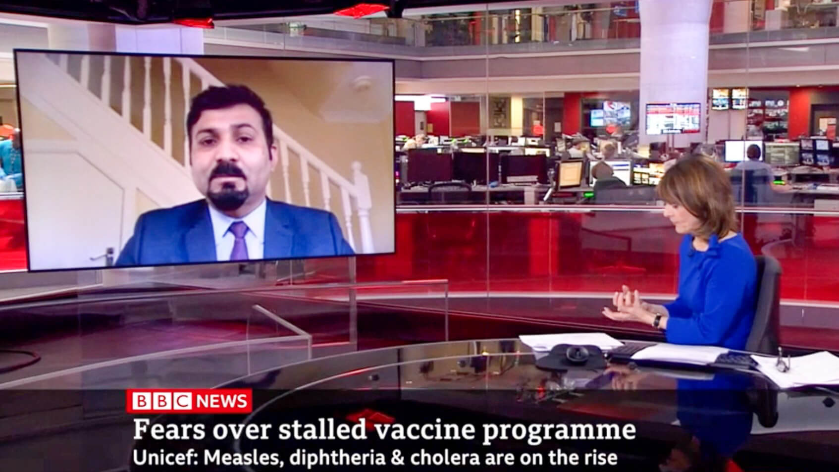 Dr Muhammad Munir being interviewed by the BBC.