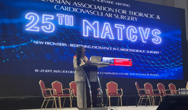 Medicine and surgery student, Shobana, speaking at a conference in Malaysia
