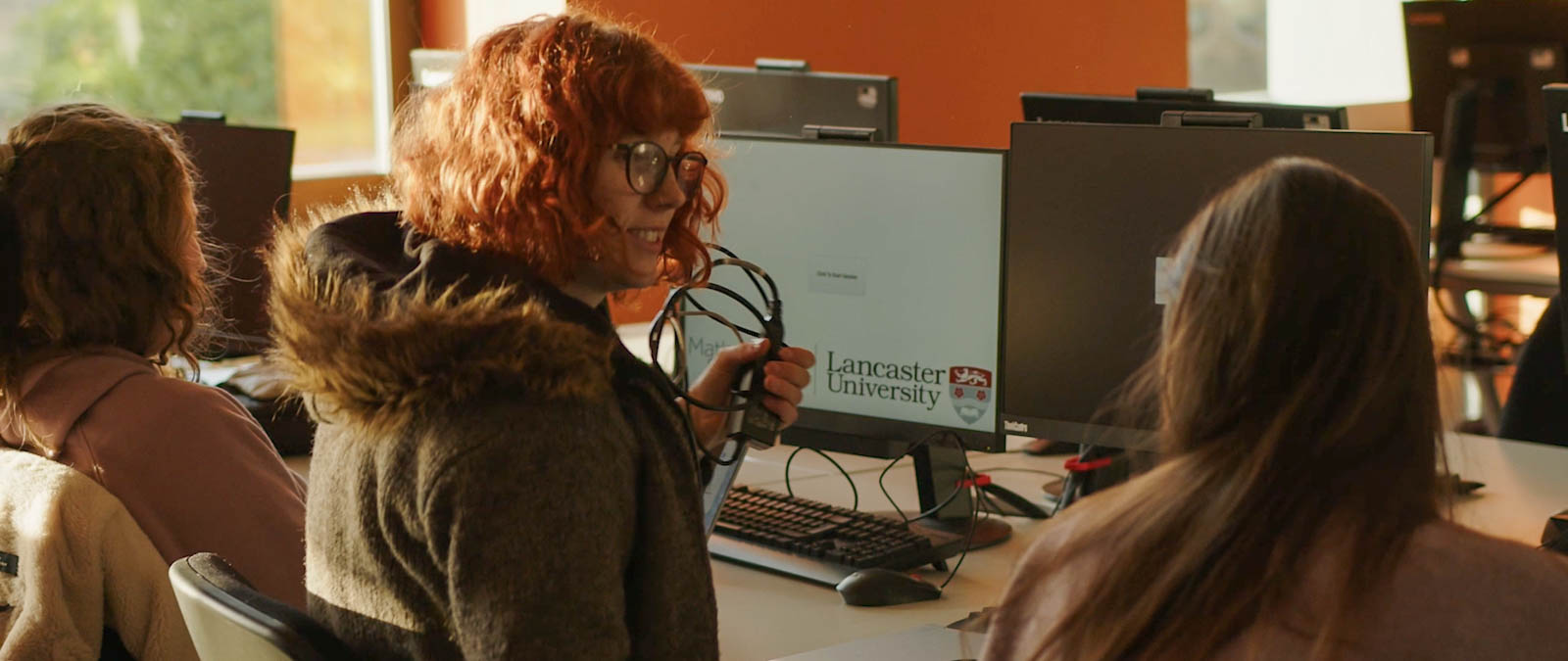 A student in the computer lab