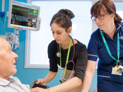 A Lancaster University student on placement in a hospital