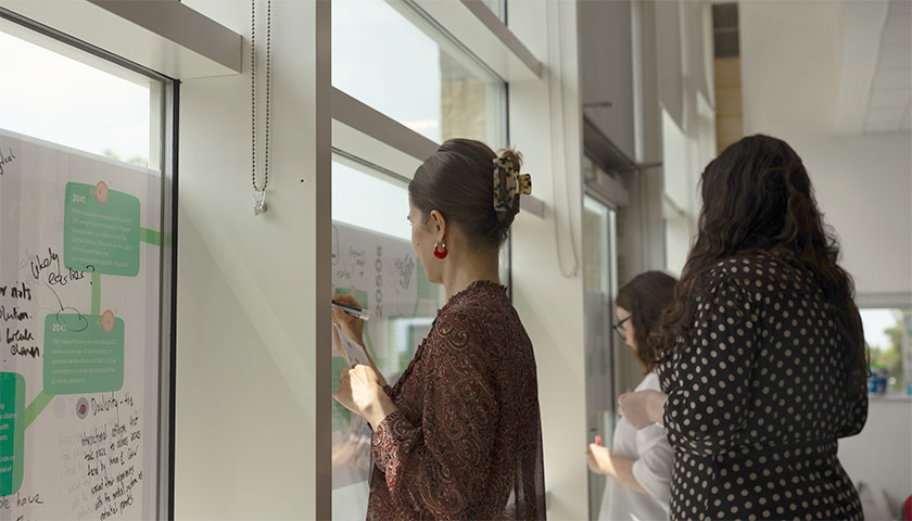 People interacting with timeline