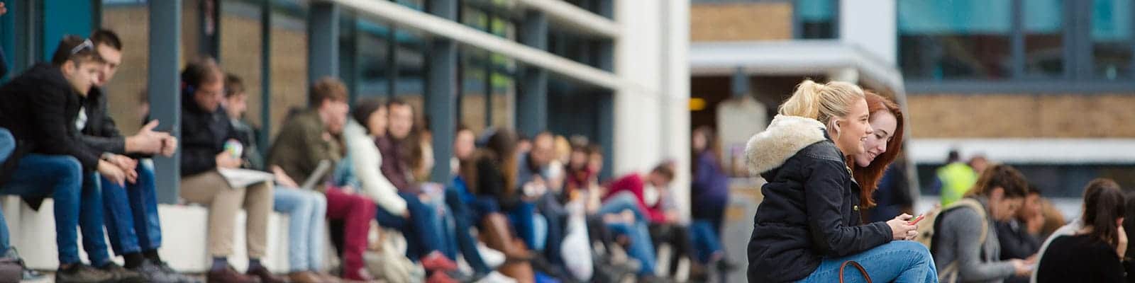 Students sat in the square