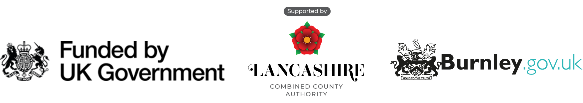Good Growth Burnley partner logos which include: Funded by UK Government and Burnley Council