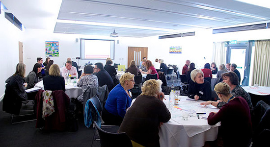 People attending a conference.