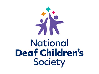 A woman and her daughter, alongside the logo of the National Deaf Children's Society
