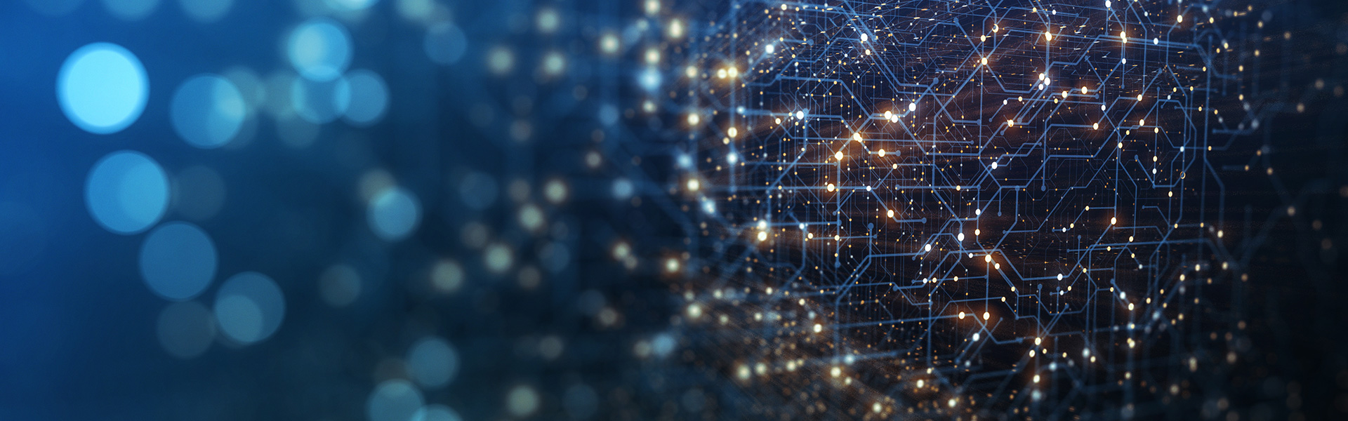 A decorative image of a glowing computer circuit network