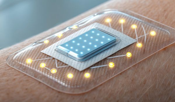 A bioelectronic plaster on someone's arm