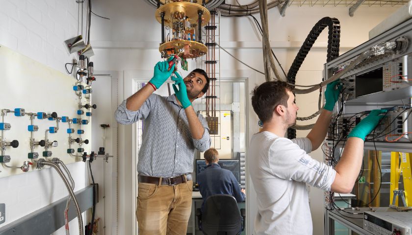 Academics working on the Triton 2 fridge