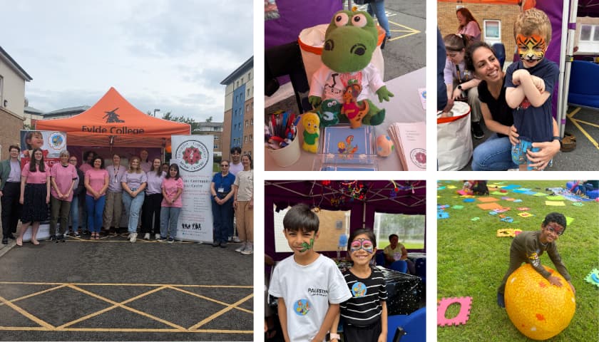 A selection of images showcasing the activities at the Family Fun Day