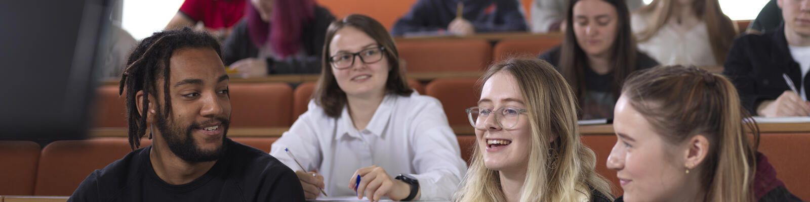 Students sat in a lecture in the Postgraduate Statistics Centre